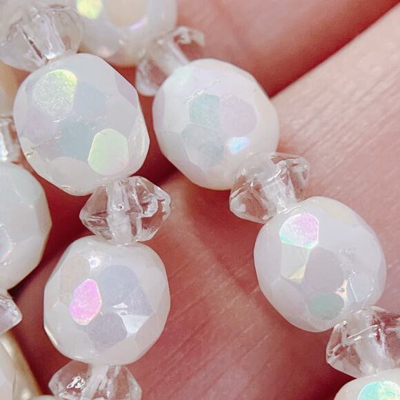 Vintage 1950s West Germany AB Glass Bead Necklace Mid Century 16" Elegant Choker - Picture 8 of 12